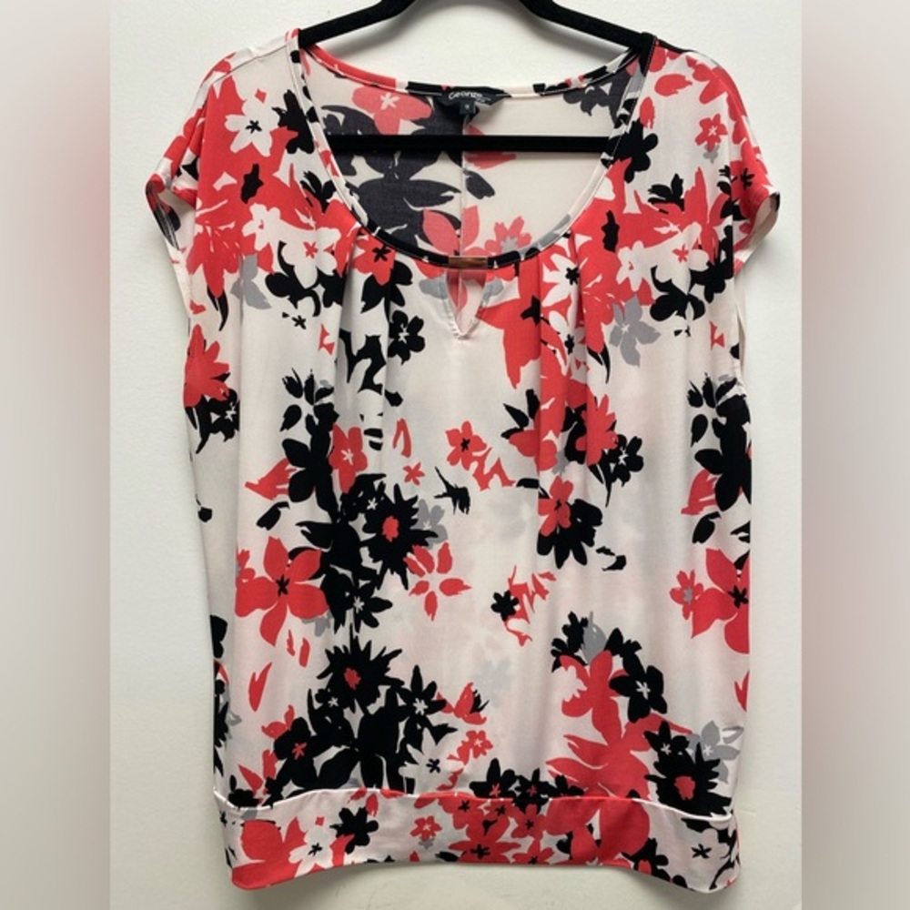 4 for $25 🌸 George Women's Floral Blouse - Coral, Black, White